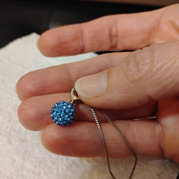 Elegant Blue Sparkly Pendant Sterling Silver 925 Italy Chain Necklace 8.5' /half - Picture 9 of 9